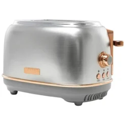 Haden Heritage 4 Slice Wide Slot Stainless Steel Toaster Bundled With 1.7 Liter Stainless Steel Electric Water Kettle, Steel & Copper