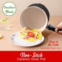 Brentwood 600-Watt 1.6-Qt. Multifunction Electric Hot Pot Cooker With Ceramic Non-Stick Ceramic Coating And Stainless-Steel Food Steamer, Black -Household Kettle Shop GUEST f5b5cbab b747 4913 a5b4 bb368483fddc