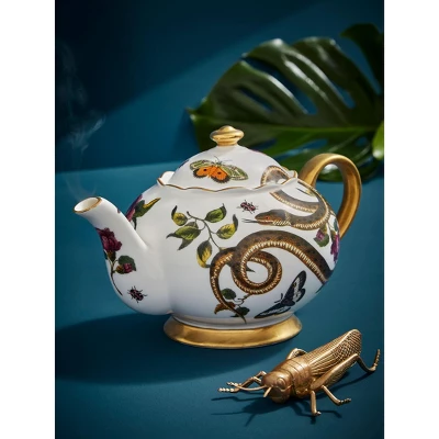 Spode Creatures Of Curiosity Fine China Teapot, Snake Motif - 1.1L White Tea Pot With Handpainted 22ct Gold Decal - Victorian Inspired Design 4 Spode Creatures Of Curiosity Fine China Teapot, Snake Motif - 1.1L White Tea Pot With Handpainted 22ct Gold Decal - Victorian Inspired Design - Image 2
