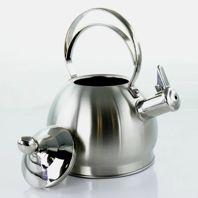 MegaChef 2.8L Round Stovetop Whistling Kettle - Brushed Silver: Stainless Steel Tea Kettle, Flip-Up Spout, Induction Compatible 6 MegaChef 2.8L Round Stovetop Whistling Kettle - Brushed Silver: Stainless Steel Tea Kettle, Flip-Up Spout, Induction Compatible - Image 4
