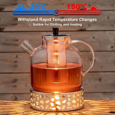 Itopfox Glass Teapot With Removable Infuser, Stovetop Safe Large Tea Pot For Blooming & Loose Leaf, Hand Crafted Kettle With Stainless Steel Strainer 6 Itopfox Glass Teapot With Removable Infuser, Stovetop Safe Large Tea Pot For Blooming & Loose Leaf, Hand Crafted Kettle With Stainless Steel Strainer - Image 4
