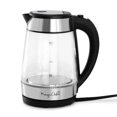 MegaChef 1.7L Glass & Stainless Steel Electric Tea Kettle Clear/Silver: 1000W, Borosilicate Glass, 90-Day Warranty 7 MegaChef 1.7L Glass & Stainless Steel Electric Tea Kettle Clear/Silver: 1000W, Borosilicate Glass, 90-Day Warranty - Image 5