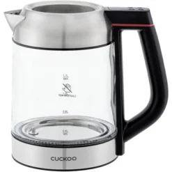 Cuckoo 1.7L Glass Electric Tea Kettle With Infuser Silver: 1500W, Stainless Steel Lid, Hand Wash, 1 Year Warranty