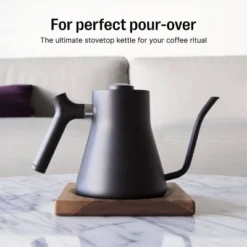 Fellow 1L Stagg Stovetop Kettle Matte Black: Stainless Steel Handle & Lid, 33.8 Oz Capacity, Wash With Soap & Water
