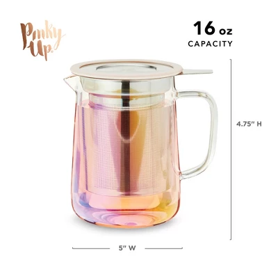 Pinky Up Chas Mini Glass Teapot, Loose Leaf Tea Infuser, Hot Tea Or Iced Tea Maker, Small Teapot, 16 Ounce Loose Leaf Infuser, Iridescent, Set Of 1 4 Pinky Up Chas Mini Glass Teapot, Loose Leaf Tea Infuser, Hot Tea Or Iced Tea Maker, Small Teapot, 16 Ounce Loose Leaf Infuser, Iridescent, Set Of 1 - Image 2
